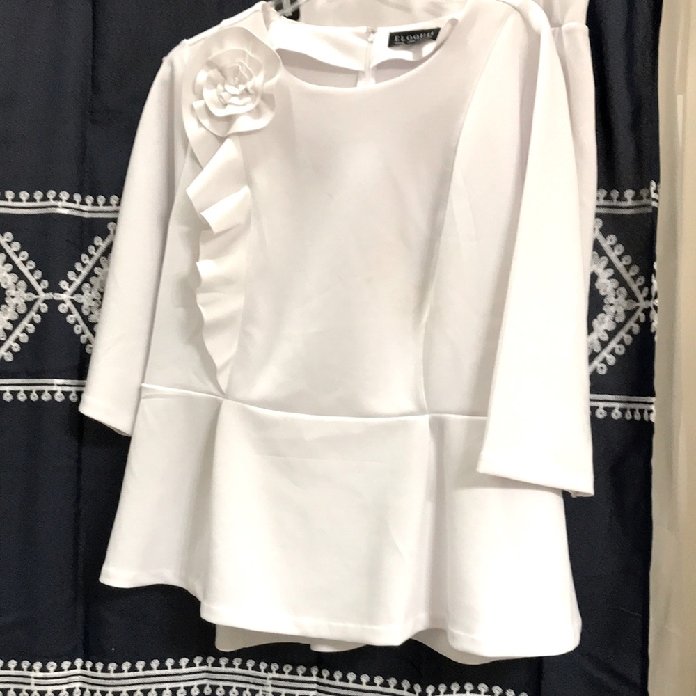 Eloquii White Rosette 2 piece skirt set